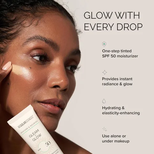 Vista 4 de MDSolarSciences Gleam + Glow Crema hidratante teñida SPF 50, 1.7 fl oz