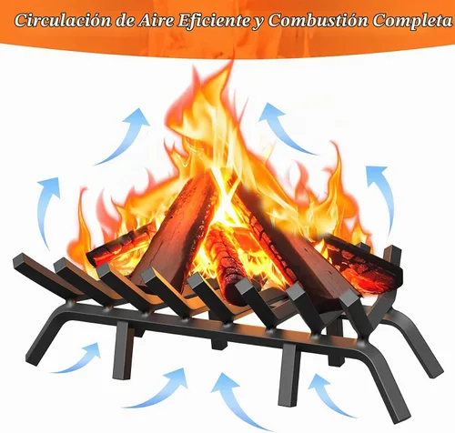 Vista 9 de Jusgym Rejilla de Chimenea de 30 Pulgadas con 8 Patas de Soporte, Soporte de Troncos de Chimenea de Acero Sólido y Resistente con Pinzas