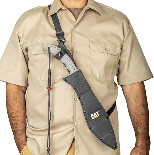 Vista 6 de Cat Machete con funda de correa para el hombro, 19 pulgadas, cuchillo de hoja de acero inoxidable con mango de herramienta ergonómico y cómodo