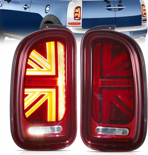 Vista 20 de Ensamble de luces traseras VLAND Compatible con BMW Mini R50 R52 R53 2001-2006, lámpara trasera Union Jack con DRL dinámico, luz trasera con señal