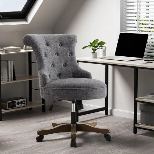 Vista 10 de HUIMO Silla de oficina en casa, sillas de escritorio tapizadas sin brazos con ruedas, altura ajustable, silla de escritorio para computadora