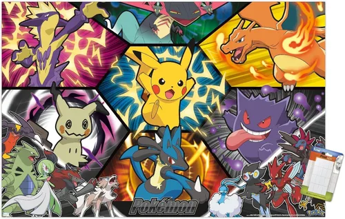 Vista 11 de Trends International Pokémon: Battle Art - Póster de pared de grupo, 22.4 pulgadas de largo x 14.7 pulgadas, versión enmarcada en madera de granero