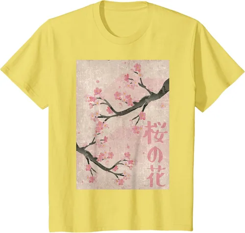 Vista 86 de Cherry Blossom Japanese Vintage Woodblock Japan Pink Sakura T-Shirt Asphalt Grey