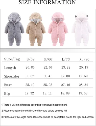 Vista 6 de XMWEALTHY Ropa unisex para bebé abrigos de invierno lindo overol para recién nacido traje de nieve registro para artículos esenciales del bebé