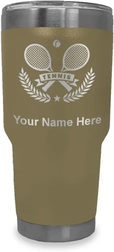 Vista 25 de LaserGram Personalized 20oz Tumbler, Tennis Rackets (Black) Engraved Gift for Tennis Players, Vacuum Insulated Stainless Steel, Laser Engraved