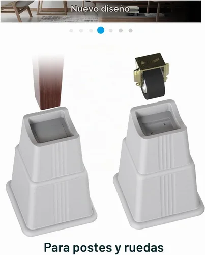 Vista 4 de ZTON Elevadores ajustables para muebles de cama, altura de 3, 5 u 8 pulgadas, elevadores resistentes tanto para postes como para ruedas de muebles