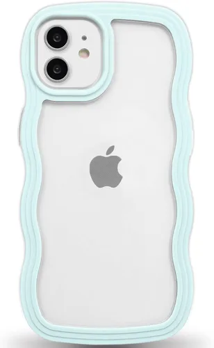 Vista 129 de Anuck Funda para iPhone 13 Pro con borde ondulado, diseño trasero transparente, agarre antideslizante, forma de marco rizado ondulado, a prueba