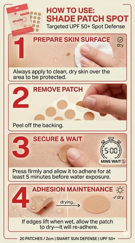 Vista 5 de Parches de protección solar facial, protección solar para el cuidado de la piel. Parches de bloqueo UV UPF 50+ (20 unidades/paquete), protección