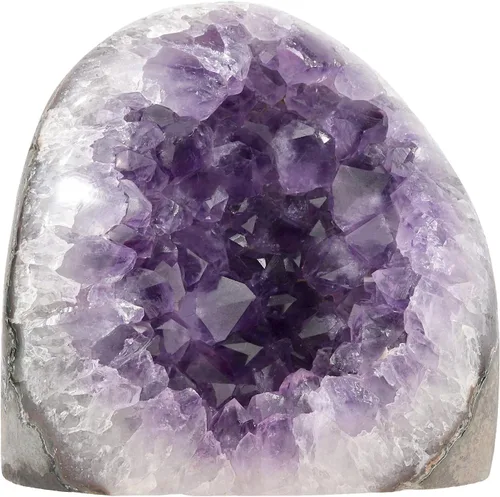 Vista 6 de Rockcloud Figura de cristal de cuarzo de amatista púrpura natural, geoda drusa para decoración del hogar, adorno de escritorio autoportante