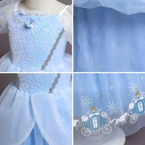 Vista 4 de Ropa de princesa para niñas pequeñas, vestido largo de tul de mariposa, accesorio para fiesta de cumpleaños, Halloween