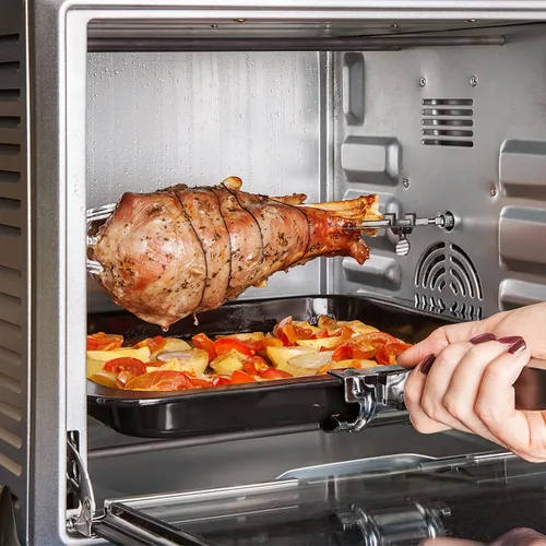 Vista 2 de DOITOOL Freidora de aire de acero inoxidable de 9.84 pulgadas, tenedor asador, parrilla de pollo asado universal, barra de asador para barbacoa