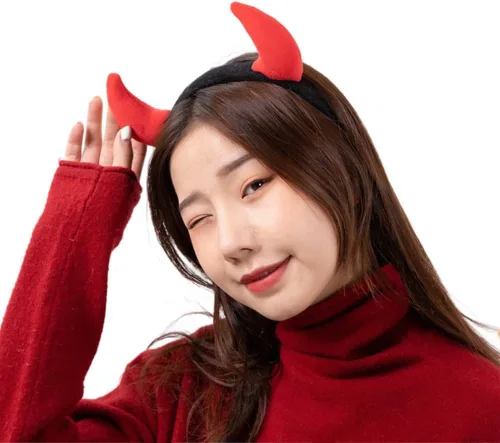Vista 6 de Disfraz de Halloween de cuernos de diablo para mujeres y hombres, accesorios de diadema de Fancy Evil