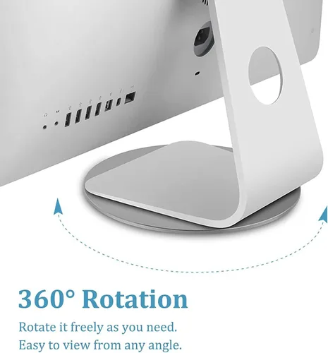 Vista 6 de Soporte de monitor de rotación de 360°, aleación de aluminio gris, amplia compatibilidad para iMac, laptop, plantas en maceta, artes y manualidades