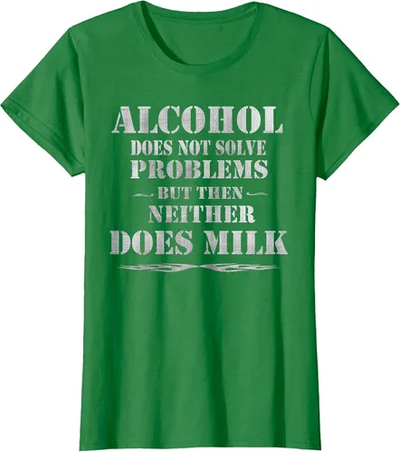 Vista 10 de Alcohol Does Not Solve Problems. But Then, Neither Does Milk T-Shirt Asphalt Grey