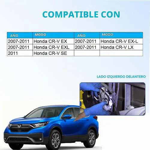 Vista 6 de Motor del actuador de la cerradura de la puerta del lado del conductor delantero izquierdo compatible con Honda CR-V 2007-2011 Reemplazar
