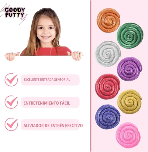 Vista 4 de Dazzle Putty Toy Goody Putty Mini Latas, paquete de 8