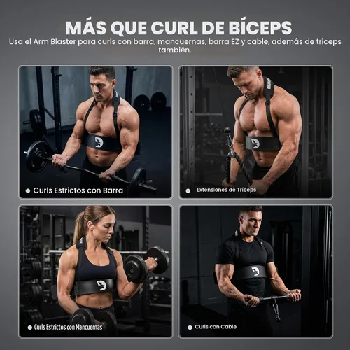 Vista 9 de DMoose Fitness Brazo Blaster para bíceps y tríceps – Aluminio resistente, acolchado suave para el cuello y correas ajustables – Soporte de rizo