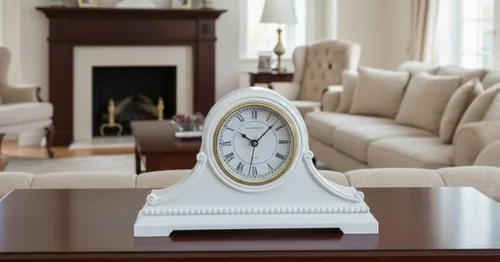 Vista 6 de Relojes de Repisa, Funcionan con Baterías, Reloj de Mesa de Madera Silencioso con Campanadas Westminster a Cada Hora, Reloj de Repisa de Madera