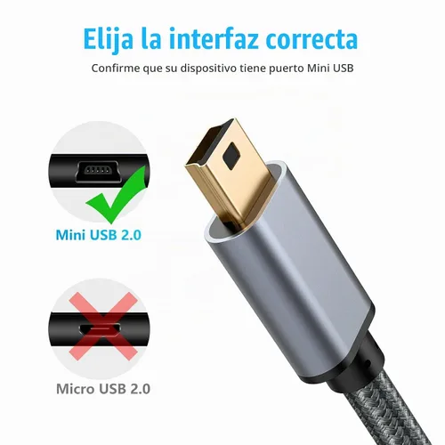 Vista 4 de Meokse Cable mini USB de 20 pies, USB 2.0 tipo A a Mini B, cable de carga de sincronización de datos de alta velocidad, cable portátil duradero 19.7