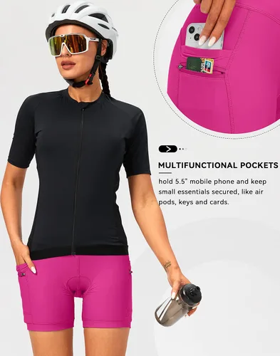 Vista 5 de Bikewa Pantalones cortos de ciclismo acolchados 4D para mujer, ropa interior de ciclismo, ciclismo de carretera, pantalones cortos para mujer