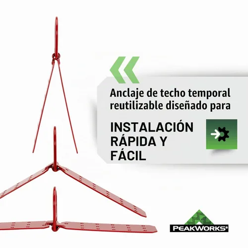 Vista 2 de Peakworks, soporte de anclaje de techo, protección contra caídas, V8229100 industrial/construcción, reutilizable, con bisagras, en conformidad