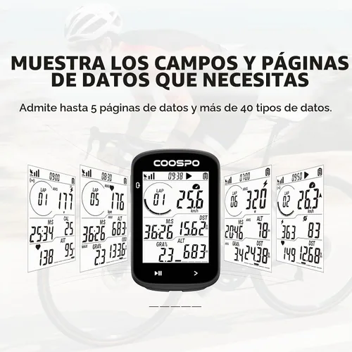 Vista 7 de COOSPO CS300 - Computadora de bicicleta con GPS, computadora de ciclismo inalámbrica con pantalla LCD de retroiluminación automática 2.6