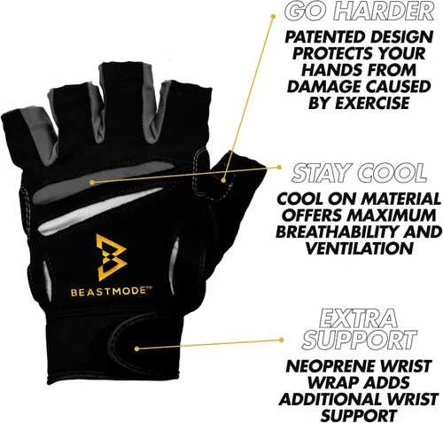 Vista 2 de Bionic Guantes de entrenamiento de gimnasio de medio dedo Beastmode para hombre
