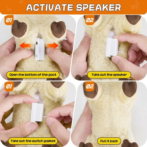 Vista 6 de Juguete de peluche de cabra gritando, animal de peluche de cabra con divertido sonido gritante, regalo de broma para niños, amigos y compañeros