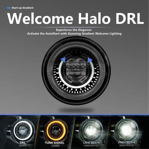 Vista 5 de HWSTAR Nuevos faros delanteros LED redondos de 7 pulgadas 1000% más brillantes antirreflejos, compatibles con Jeep Wrangler JK JKU TJ LJ Chevy Ford