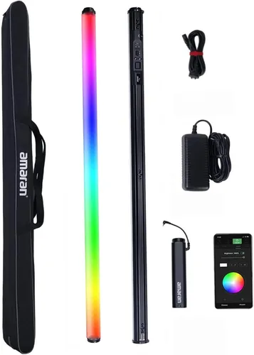 Vista 10 de Aputure Amaran T2C RGBWW - Tubo de luz LED, 20 W, 2500 K-7500 K, varilla de luz RGB ajustable, aplicación de soporte y control DMX 46 preajustes