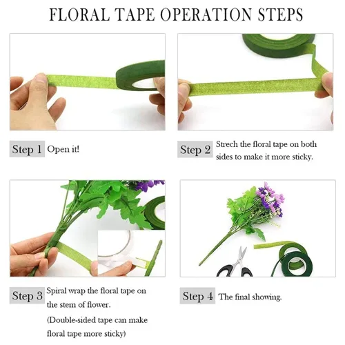Vista 5 de Cinta floral, 12 cintas adhesivas de papel coloridas, 0.47 pulgadas x 30 yardas, para envoltura de tallo de ramo, arreglos florales y manualidades