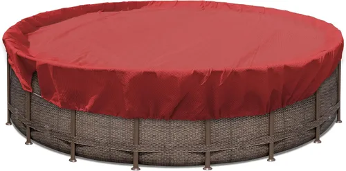 Vista 13 de SunnyRoyal Cubierta de piscina para piscinas sobre el suelo, cubierta redonda de invierno de 10 pies para piscinas de 6 pies, cubierta de seguridad