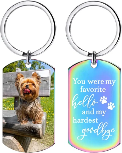 Vista 7 de Funnylife Llavero Conmemorativo Personalizado con Foto de Perro de Acero Inoxidable Llavero Personalizado de Memoria de Mascota Regalos