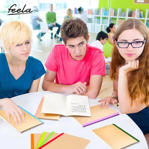 Vista 7 de feela Paquete de 16 cuadernos de composición a granel, con cubierta de papel kraft con rayas universitarias, diarios de viaje con espinas arcoíris