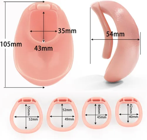 Vista 2 de Heuceo Jaula de castidad de coño realista masculino con 4 anillos, diseño de jaula de pene de vagina realista, cerradura de pene negativa invertida