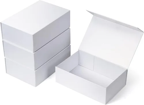 Vista 42 de Ditwis Caja de regalo de 12x9x4 pulgadas con tapa de cierre magnético, caja magnética negra y dorada para boda, propuesta de padrinos y damas