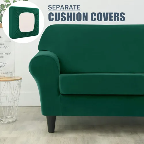 Vista 4 de CONRUSER Funda elástica para sofá de 4 piezas, terciopelo suave de gran tamaño para sofá de 3 cojines, protector grueso de muebles para mascotas