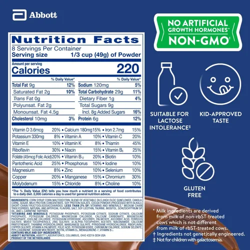 Vista 5 de PediaSure Grow & Gain con apoyo inmunológico, polvo para mezcla de batido, 23 vitaminas y minerales, 6g de proteína, sin OMG, sin gluten, sabor a