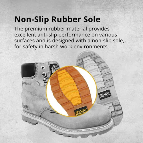 Vista 8 de Wolf Work Boot 100% Genuine Upper Leather Oil, Impact, Abrasion Resistant Electrical Hazards Non-Slip Rubber Sole Steel Toe Padded