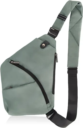 Vista 9 de OSOCE Bolso bandolera ligero, antirrobo para mujeres y hombres, bolsa cruzada de hombro casual, bolsa deportiva, para viajes, senderismo, color Negro