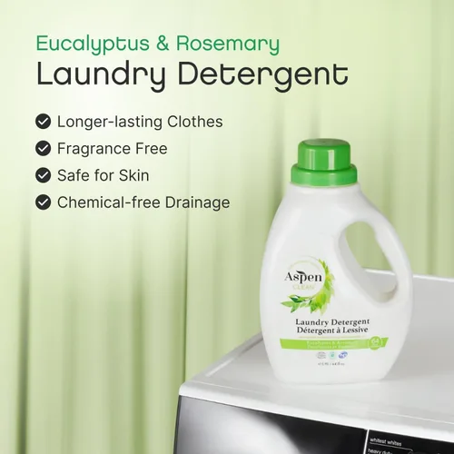 Vista 3 de AspenClean Detergente líquido HE para ropa Eucalipto y romero No tóxico 100% natural Verificado por EWG Seguro para bebés, mascotas