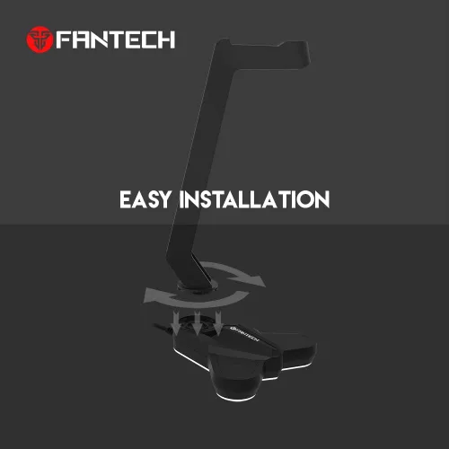 Vista 6 de FANTECH Soporte de auriculares Tower RGB, soporte para auriculares para jugadores Gaming PC Accesorios (rojo)
