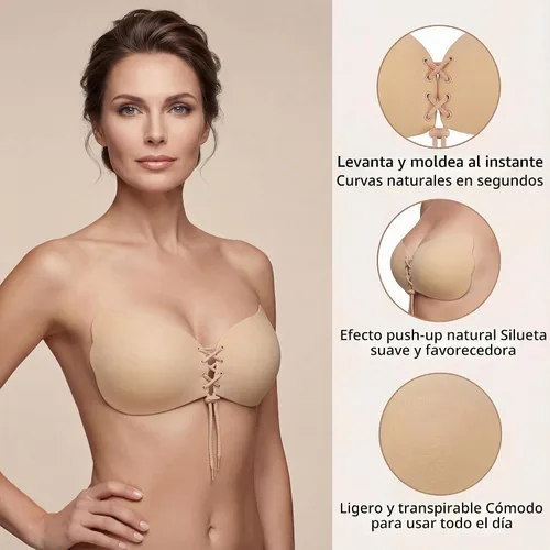 Vista 5 de Strapless Sticky Bra Strapless Backess Bra Push up Bra for Women 2 Pairs Black and Nude