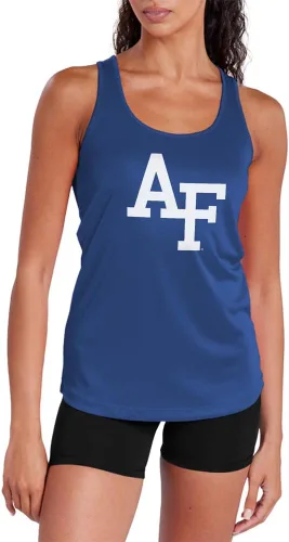 Vista 393 de Camiseta deportiva sin mangas oficial de NCAA Collegiate para mujer, con espalda cruzada, colección con logotipo primario
