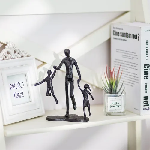 Vista 2 de Regalos de cumpleaños para papá de Sziqiqi - Estatua de hierro de amor entre padre e hijo, escultura para decoración del día del padre, boda