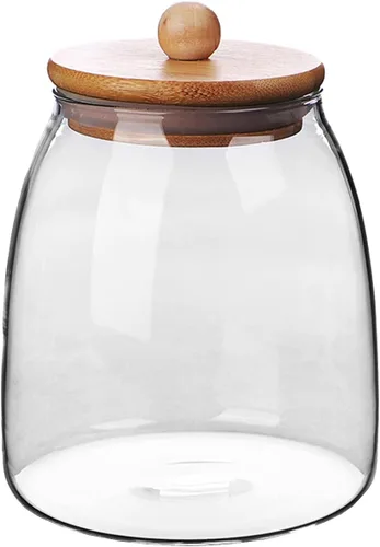 Vista 8 de Tarro de vidrio para dulces Recipiente de almacenamiento de alimentos Tarro para té y granos de café con tapa de madera sellada, 13oz, 400ml