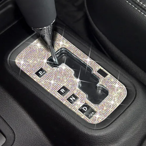 Vista 6 de Para Jeep Wrangler JK JKU Accesorios 2012 2013 2014 2015 2016 2017 2018 Bling Gear Shift Box Frame Cover Trim Panel Sticker para mujeres y hombres