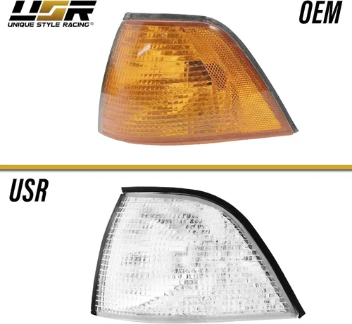 Vista 6 de USR 92-99 Serie 3 E36 - Luz de esquina transparente de 2 puertas, con 2 bombillas LED CANBUS ámbar mejoradas, 2 piezas de lámpara de señal de giro