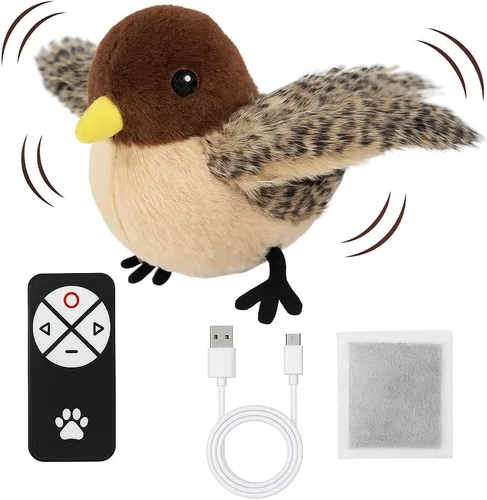 Vista 11 de Juguete interactivo de pingüino para gatos, juguete recargable con alas aleteadas con hierba gatera, alas de batir automáticas, divertido juguete