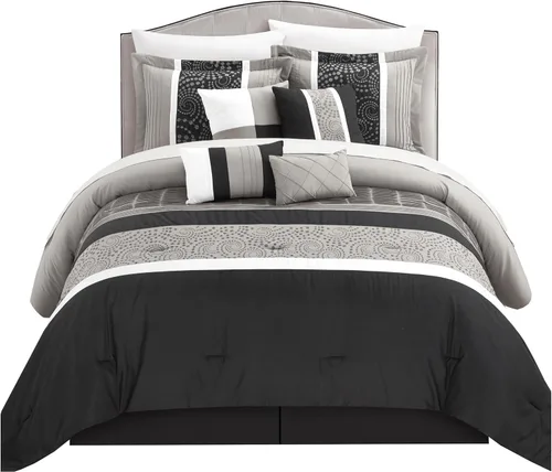 Vista 3 de Chic Home Euphoria - Juego de cama (8 unidades), color negro